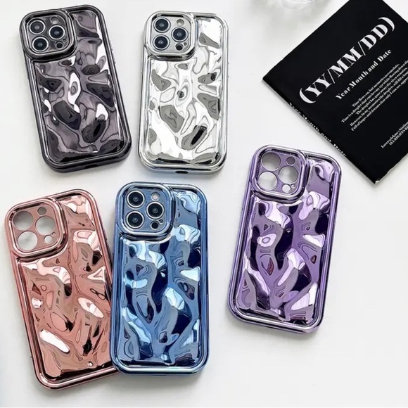 iPhone 14 Pro Max Wrinkle Embossed Electroplated Meteorite Rose Gold Case New 🔥 - Picture 2 of 2